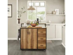 SoBuy Küchenwagen mit Arbeitsplatte Kücheninsel Rollwagen KNL02-PF