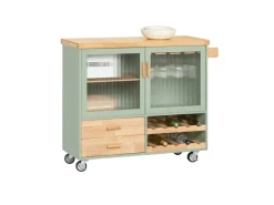 SoBuy Küchenwagen mit Arbeitsplatte Kücheninsel Rollwagen Grün FKW114-GR