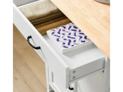 SoBuy Küchenwagen mit Arbeitsplatte Küchenschrank Küchentrolley Weiß FKW103-WN