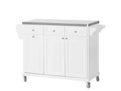 SoBuy Küchenwagen mit Edelstahltop Küchenschrank Rollwagen Weiß FKW33-W
