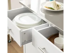 SoBuy Küchenwagen mit Edelstahlplatte Kücheninsel Rollwagen Weiß FKW108-W