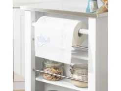 SoBuy Küchenwagen mit Edelstahlplatte Kücheninsel Rollwagen Weiß FKW108-W