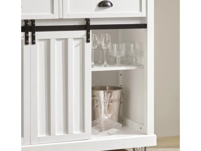 SoBuy Küchenwagen mit Flaschenablage Küchenschrank Servierwagen Weiß FKW94-W