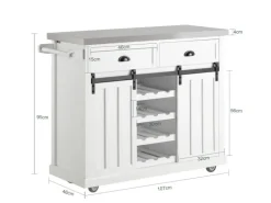 SoBuy Küchenwagen mit Flaschenablage Küchenschrank Servierwagen Weiß FKW94-W