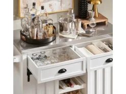 SoBuy Küchenwagen mit Flaschenablage Küchenschrank Servierwagen Weiß FKW94-W