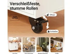 SoBuy Küchenwagen mit Gewürzregal Sideboard Küchenschrank 105x92x46cm Weiß-Natur FKW126-WN