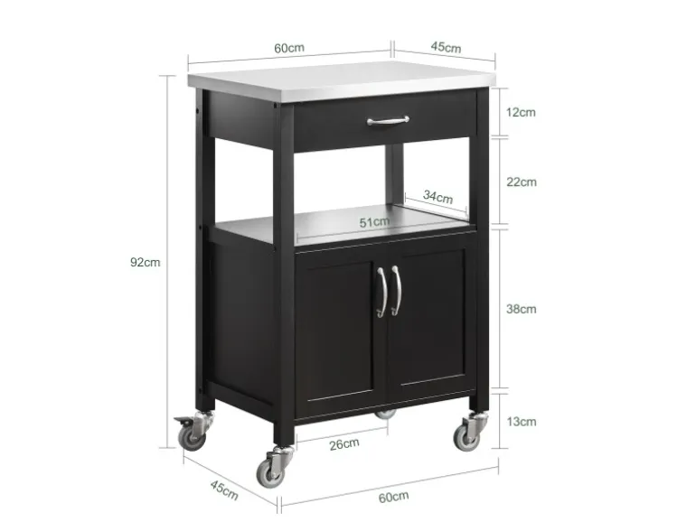 SoBuy Küchenwagen Servierwagen Küchenschrank Getränkewagen fürs Büro FKW22-SCH