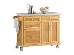 SoBuy Küchenwagen Servierwagen Kücheninsel Küchenschrank aus Bambus FKW70-N