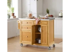 SoBuy Küchenwagen Servierwagen Kücheninsel Küchenschrank aus Bambus FKW70-N
