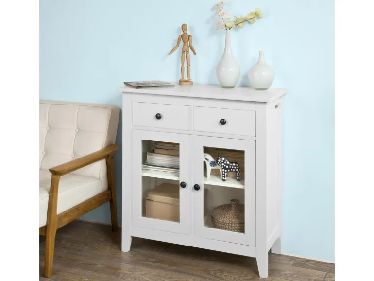 SoBuy Kommode Flurschrank Sideboard mit 2 Türen Küchenschrank 80cm FSB05-W