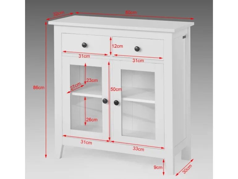 SoBuy Kommode Flurschrank Sideboard mit 2 Türen Küchenschrank 80cm FSB05-W