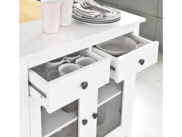 SoBuy Kommode Flurschrank Sideboard mit 2 Türen Küchenschrank 80cm FSB05-W