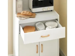 SoBuy Mikrowellenschrank mit Rollen Küchenwagen Weiß 62cm FSB12-W