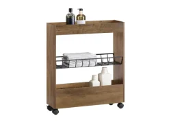 SoBuy Nischenregal mit 3 Etagen Küchenregal Badezimmerregal Rollwagen BZR46-N