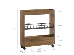 SoBuy Nischenregal mit 3 Etagen Küchenregal Badezimmerregal Rollwagen BZR46-N