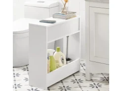 SoBuy Nischenregal mit 1 offener Ablage und 1 Klappe Kommode MDF Weiß BZR48-W