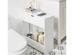 SoBuy Nischenregal mit 1 offener Ablage und 1 Klappe Kommode MDF Weiß BZR48-W