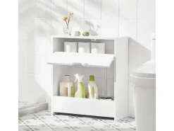 SoBuy Nischenregal mit 1 offener Ablage und 1 Klappe Kommode MDF Weiß BZR48-W