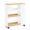 SoBuy Nischenregal mit Rollen Nischenwagen mit 3 Schubladen Weißnatur BZR190-WN