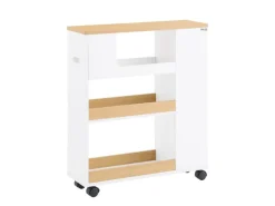 SoBuy Nischenregal mit Rollen Nischenwagen mit 3 Schubladen Weißnatur BZR190-WN