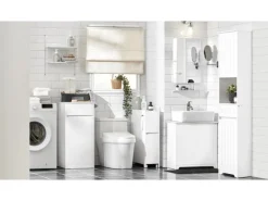 SoBuy Nischenregal mit Rollen Küchenregal Nischenwagen Rollwagen Weiß BZR111-W