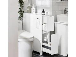 SoBuy Nischenregal mit Rollen Küchenregal Nischenwagen Rollwagen Weiß BZR111-W