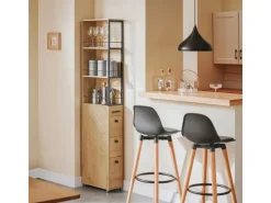 SoBuy Nischenregal mit Rollen und 3 Schubladen Schmal 20x170x40cm NSR13-N