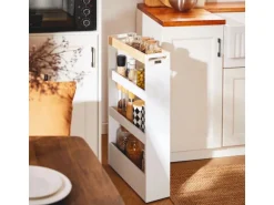 SoBuy Nischenwagen mit 4 Etagen Küchenregal Schmal Weiß 15x80x50cm NSR12-W
