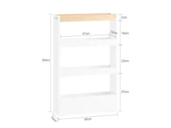 SoBuy Nischenwagen mit 4 Etagen Küchenregal Schmal Weiß 15x80x50cm NSR12-W