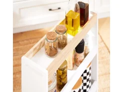 SoBuy Nischenwagen mit 4 Etagen Küchenregal Schmal Weiß 15x80x50cm NSR12-W