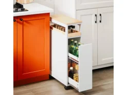 SoBuy Nischenwagen mit 3 Schubladen Schmal Küchenregal Natur 20x79x51cm NSR11-WN