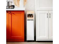 SoBuy Nischenwagen mit 3 Schubladen Schmal Küchenregal Natur 20x79x51cm NSR11-WN