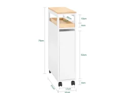 SoBuy Nischenwagen mit 3 Schubladen Schmal Küchenregal Natur 20x79x51cm NSR11-WN