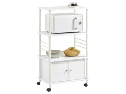 SoBuy Servierwagen Küchenwagen Mikrowellenhalter mit 3 Ablagen FRG12-W