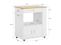 SoBuy Servierwagen Küchenwagen Rollwagen Küchenrollwagen Weiß FKW113-WN