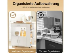 SoBuy Servierwagen Küchenwagen Rollwagen Küchenrollwagen Weiß FKW113-WN