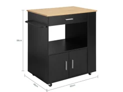 SoBuy Servierwagen Küchenwagen Rollwagen Küchenrollwagen Schwarz FKW113-SCH