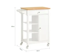 SoBuy Servierwagen Küchenwagen mit 3 Regalböden Rollwagen Weiß FKW46-WN