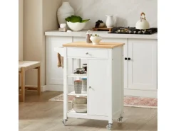 SoBuy Servierwagen Küchenwagen mit 3 Regalböden Rollwagen Weiß FKW46-WN