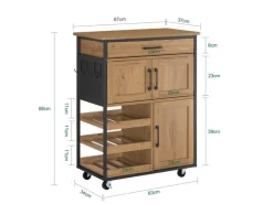 SoBuy Servierwagen Küchenwagen Rollwagen mit Schubladen und Weinregal 67x88x37cm FKW134-N