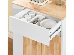 SoBuy Servierwagen Küchenwagen mit Schublade und Seitenregal Küchenschrank 70x90x40cm FKW132-WN