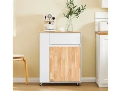 SoBuy Servierwagen Küchenwagen mit Schublade und Seitenregal Küchenschrank 70x90x40cm FKW132-WN