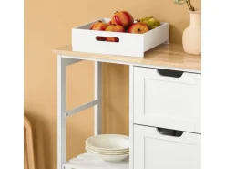 SoBuy Servierwagen Küchenwagen mit 2 Ablagen und 1 Tablett Küchenregal 67x84x37cm Weiß FKW79-W