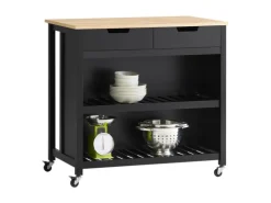SoBuy Servierwagen mit 2 Ablagen Küchenwagen Küchenregal 98x94x58cm Schwarz FKW74-SCH