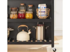 SoBuy Servierwagen mit 2 Ablagen Küchenwagen Küchenregal 98x94x58cm Schwarz FKW74-SCH