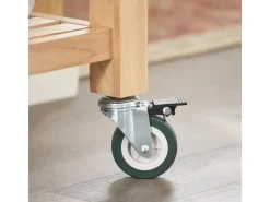 SoBuy Servierwagen mit 2 Ablagen Küchenwagen Küchenregal Kautschukholz 80x90x40cm Natur FKW24-N