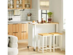 SoBuy Servierwagen mit 2 Ablagen Küchenwagen Küchenregal 98x94x58cm Weiß FKW74-WN