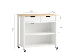 SoBuy Servierwagen mit 2 Ablagen Küchenwagen Küchenregal 98x94x58cm Weiß FKW74-WN