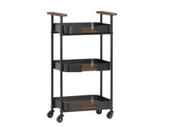 SoBuy Servierwagen mit 3 Etagen Teewagen Küchenwagen 50x86x32cm SVW23-SCH