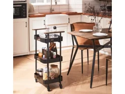 SoBuy Servierwagen mit 3 Etagen Teewagen Küchenwagen 50x86x32cm SVW23-SCH